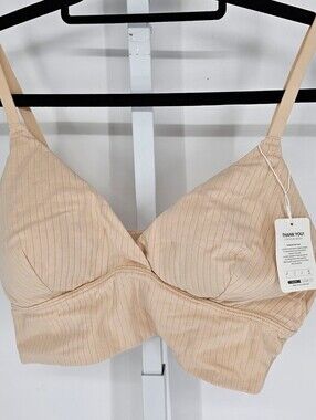 Luvlette Womens Sz XL Lightly Padded Bralette Bra Beige NEW